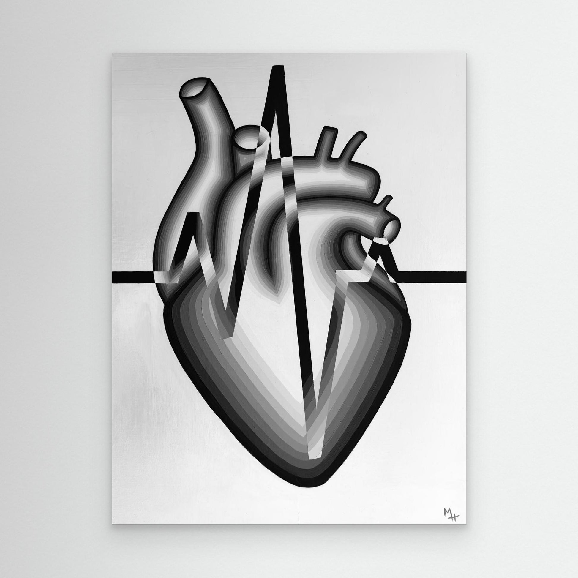 Inverted Black and White Heart (Limited Edition Print on Canvas)