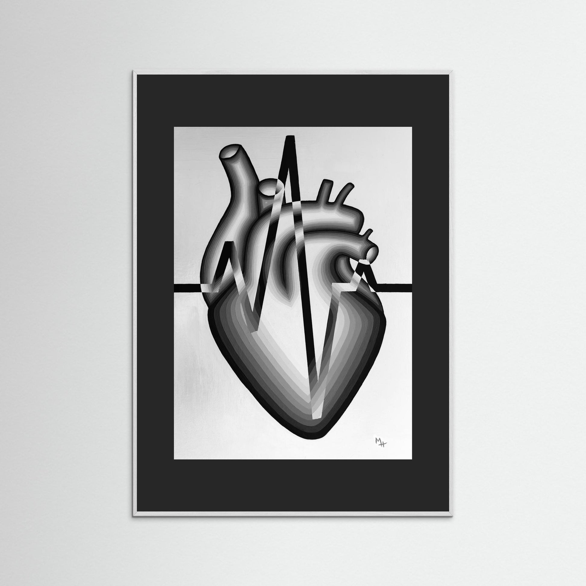 Inverted Black and White Heart (Print on Fine Art Paper)