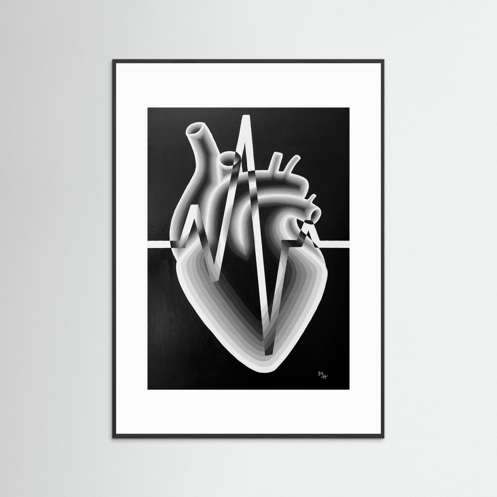 Black and White Heart (Print on Fine Art Paper)