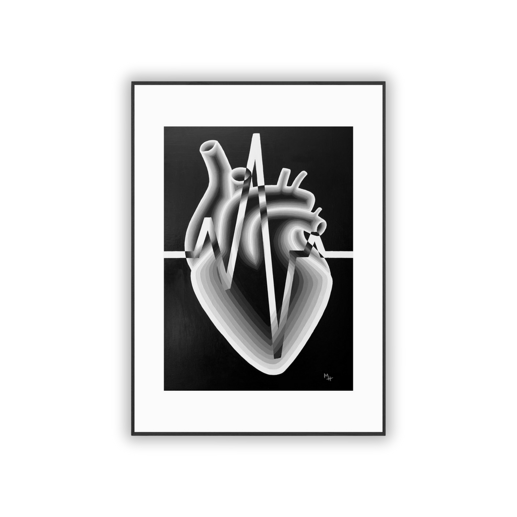 Black and White Heart (Print on Fine Art Paper)