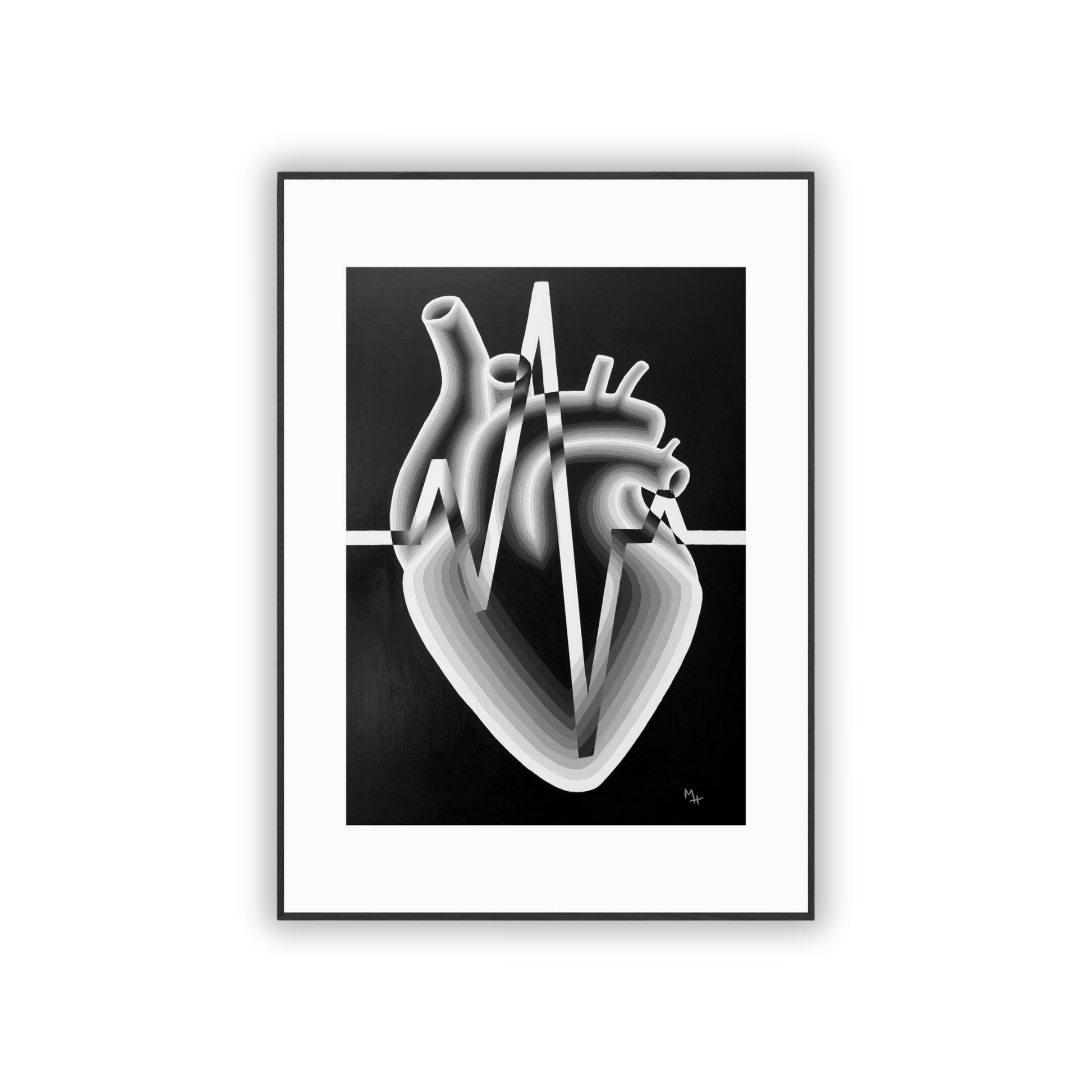 Black and White Heart (Print on Fine Art Paper)