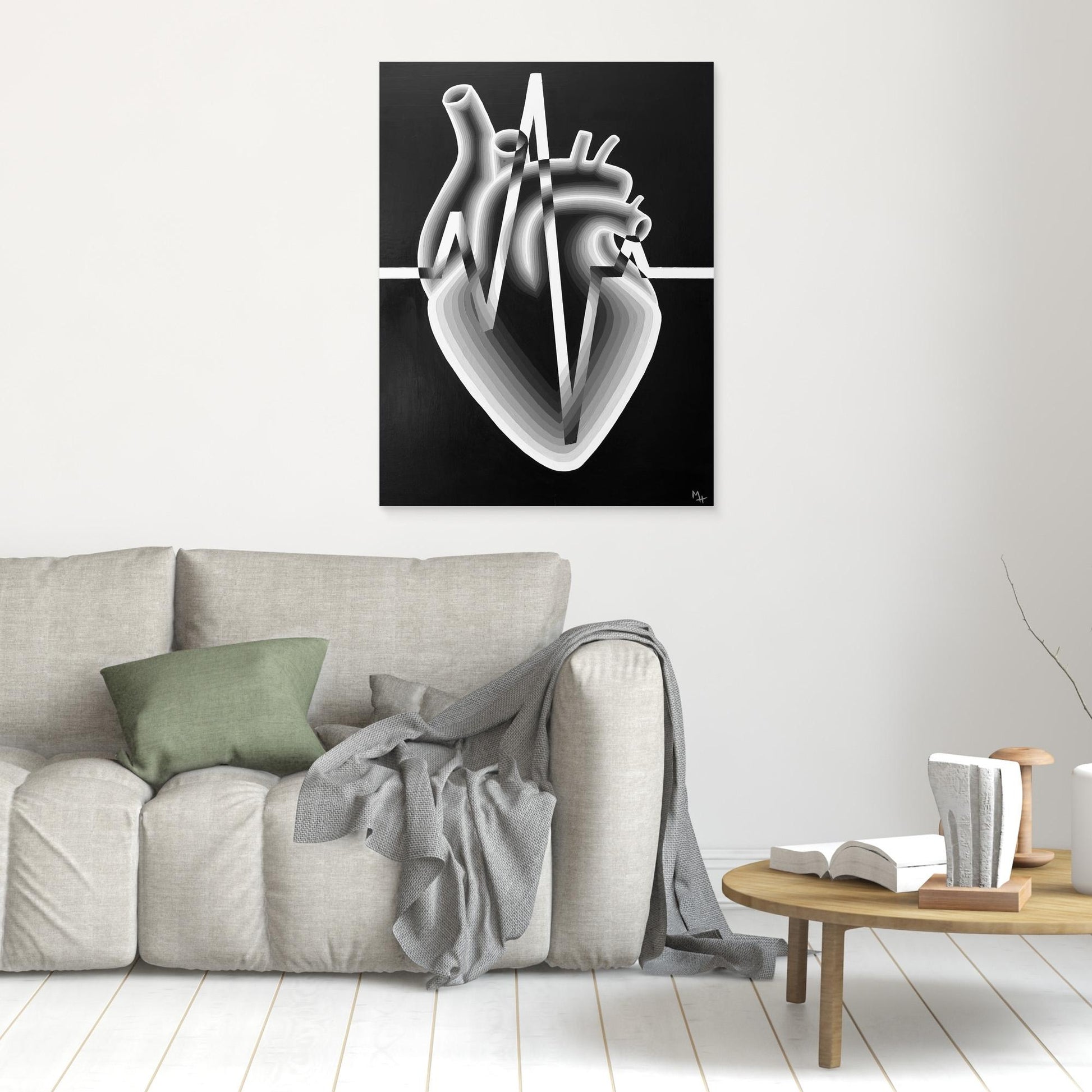 Black and White Heart (Limited Edition Print on Canvas)