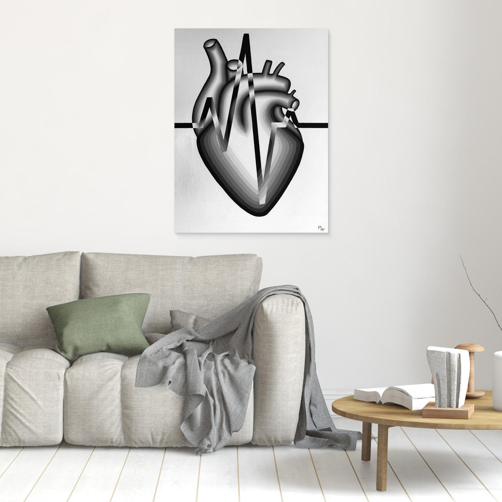 Inverted Black and White Heart (Limited Edition Print on Canvas)