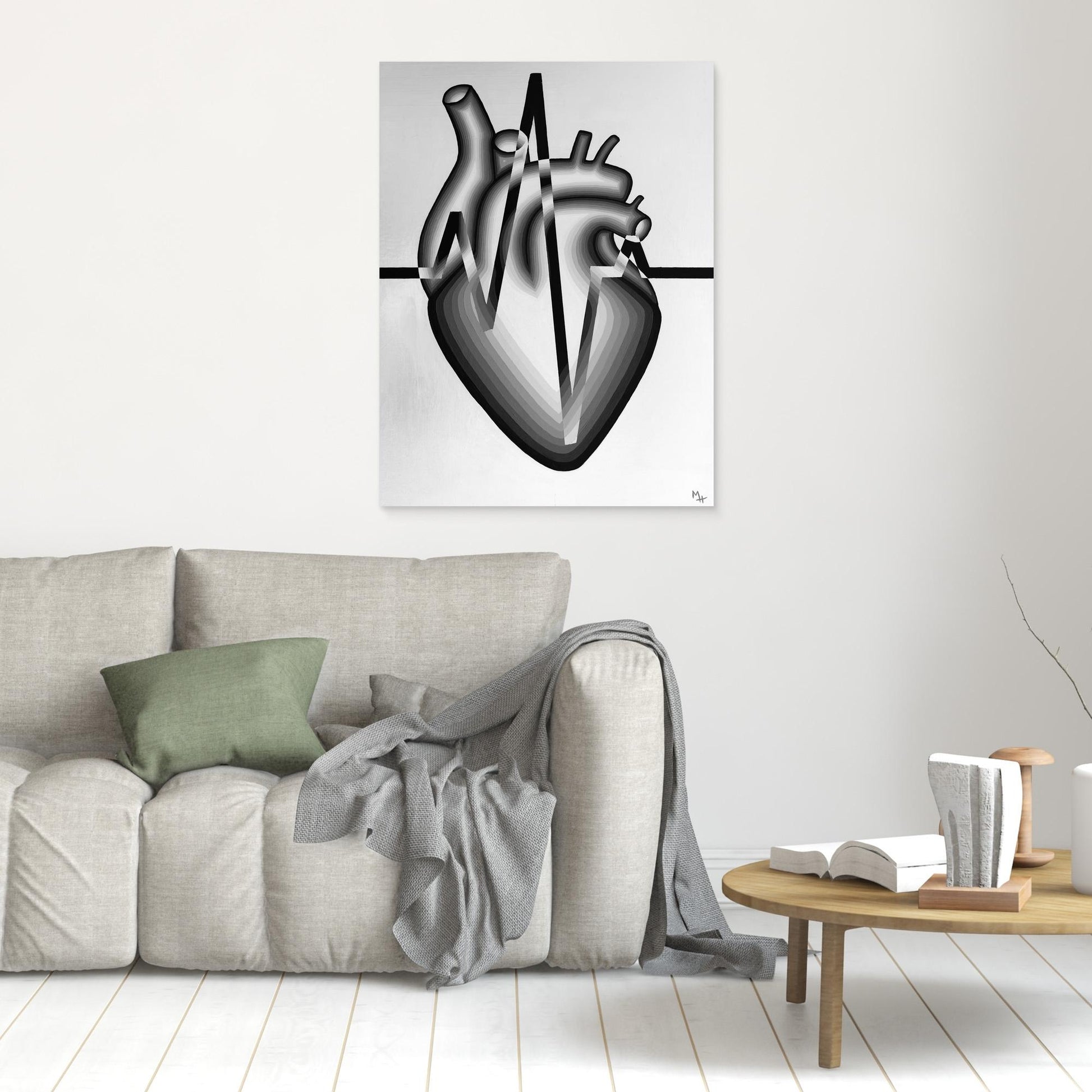 Inverted Black and White Heart (Limited Edition Print on Canvas)