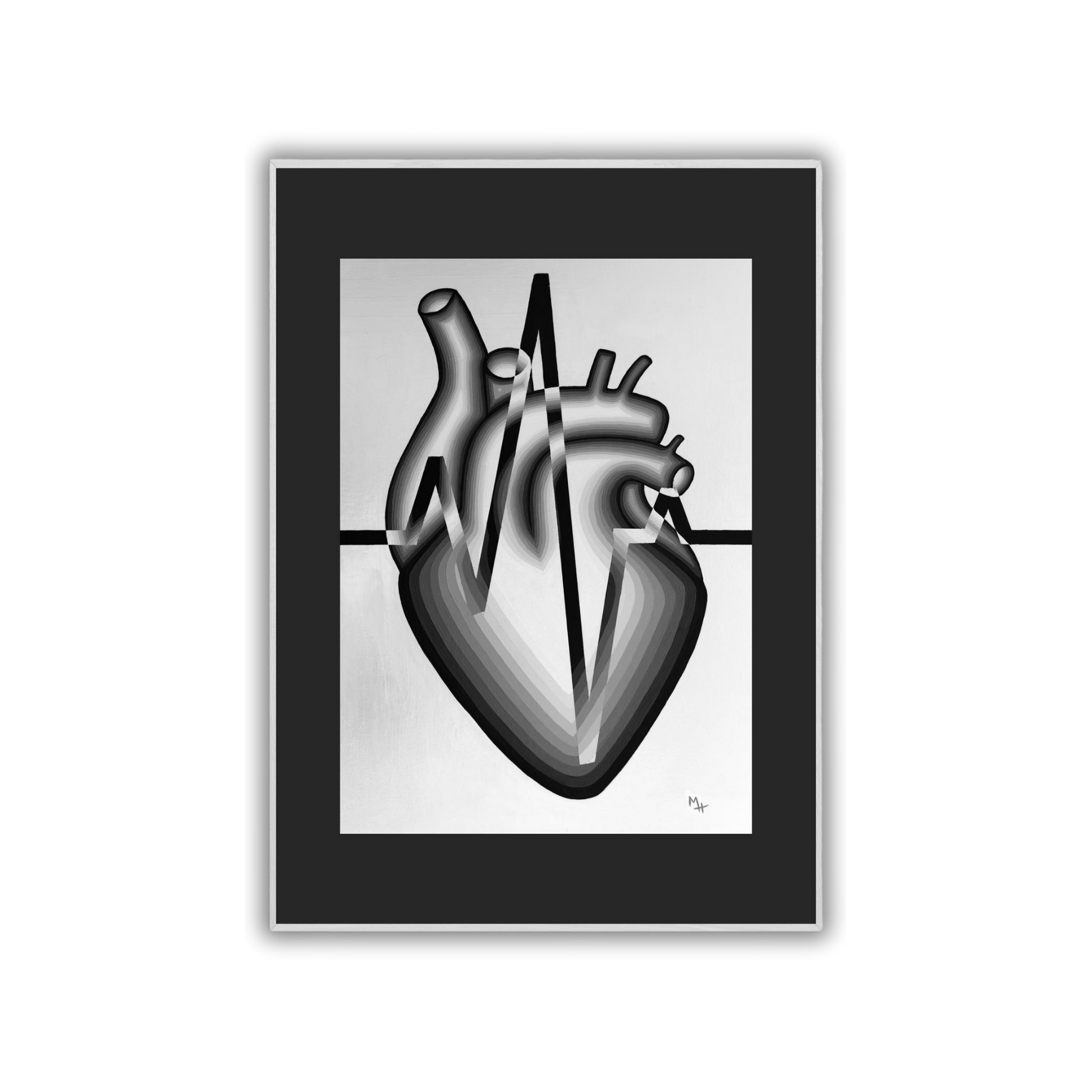 Inverted Black and White Heart (Print on Fine Art Paper)